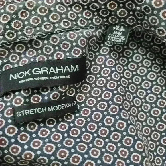 Nick Graham Stretch Modern Fit Mens Shirt Long Sleeve Floral Sz M - Picture 8 of 8